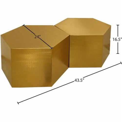 Meridian Furniture Hexagon Modular 2 Piece Coffee Table - Gold Meridian Furniture Hexagon Modular 2 Piece Coffee Table - Gold