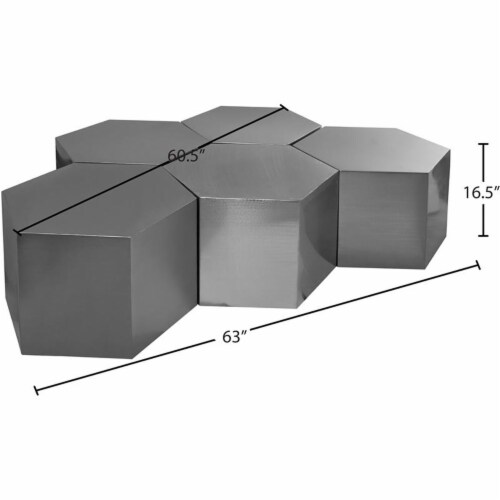 Meridian Furniture Hexagon Modular 5 Piece Coffee Table - Chrome Meridian Furniture Hexagon Modular 5 Piece Coffee Table - Chrome