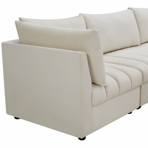 Meridian Furniture Jacob Cream Velvet Modular Sectional Perspective: bottom