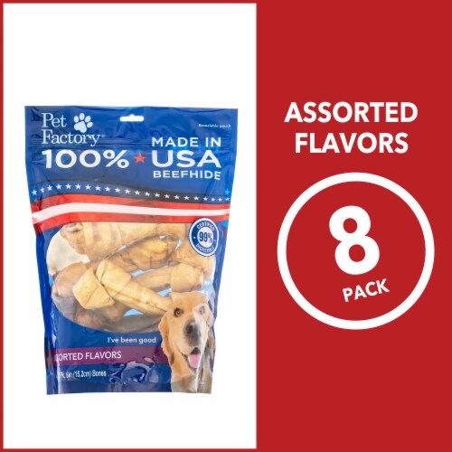 Pet Factory Made in USA Beefhide Bones Assorted Flavors Beef