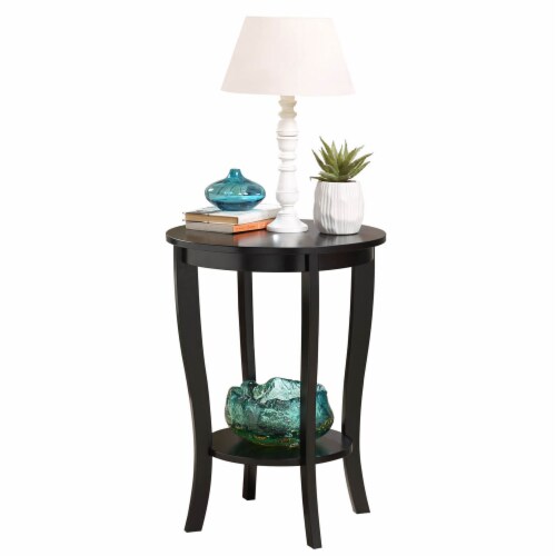 Convenience Concepts American Heritage Round Wood Sofa & Couch End Table, Black Perspective: bottom