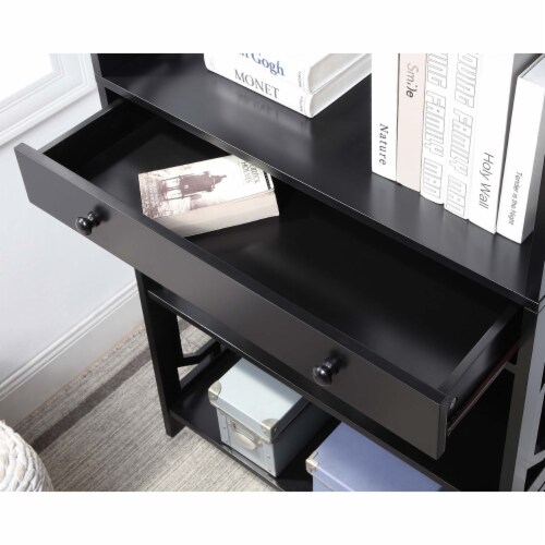 Omega 5 Tier Bookcase with Drawer Espresso Perspective: bottom