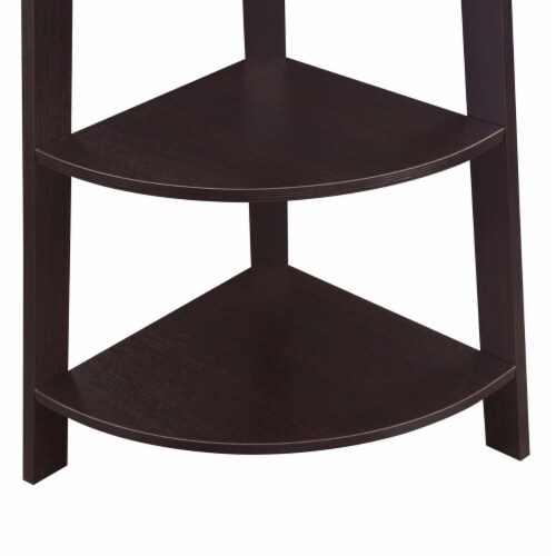 Newport 5 Tier Wide Corner Bookcase Espresso Perspective: bottom