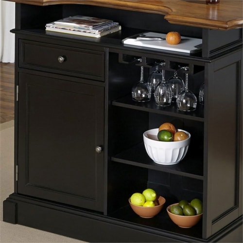 Homestyles Americana Black Wood Bar with Drawer and Wine Glass Storage 1 Mariano s