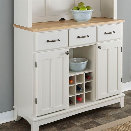 Homestyles Buffet of Buffets Wood Buffet with Hutch in Off White Perspective: bottom