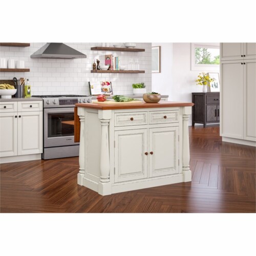 Homestyles Monarch Wood Kitchen Island in Off White 1 Foods Co
