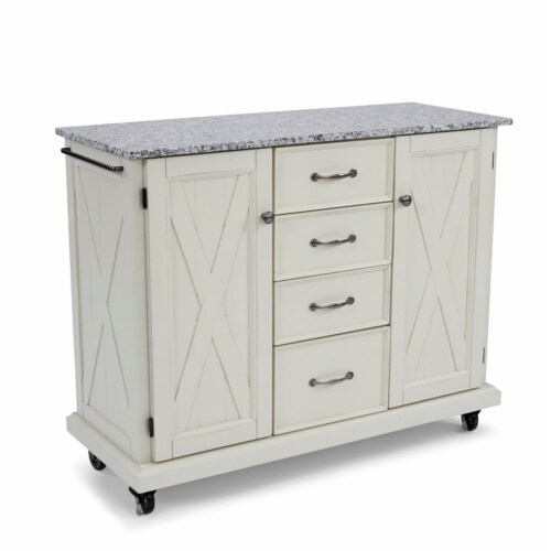 Homestyles Seaside Lodge Wood Kitchen Cart in Off White Perspective: bottom