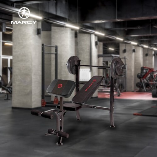 Marcy Pro Home Gym Standard Weight Training Bench with 80 Pound Weight Set 1 Piece Harris Teeter