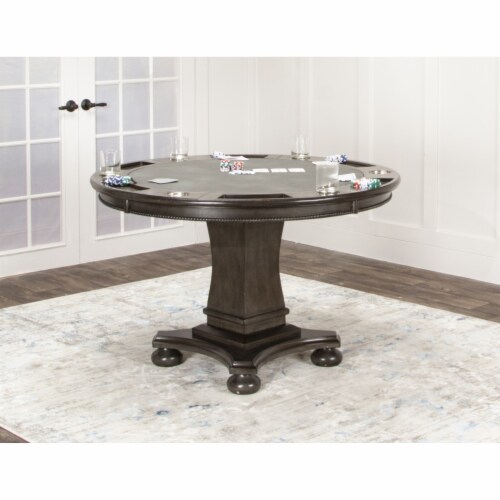Sunset Trading 48  Round Vegas Dining and Poker Table | Reversible Game Top | Gray Wood Perspective: bottom