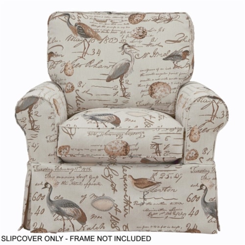 Sunset Trading Horizon Box Cushion Chair Slipcover - Bird Script Perspective: bottom