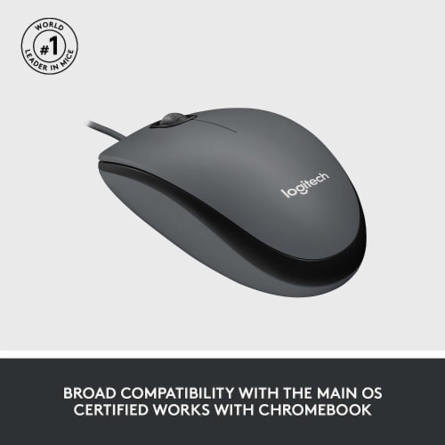 Logitech Corded Optical Mouse USB - Black Perspective: bottom