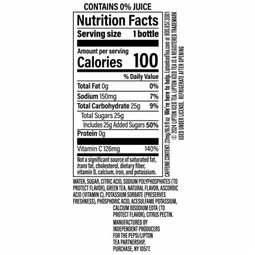 Lipton® Citrus Green Iced Tea Multipack Bottles Perspective: bottom