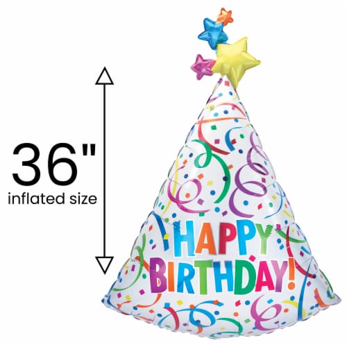 Birthday Bash Party Hat Helium Filled Balloon Perspective: bottom