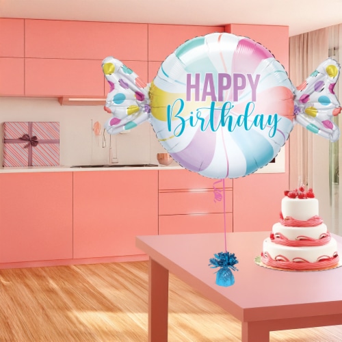 Candy Happy Birthday Helium Filled Balloon Perspective: bottom