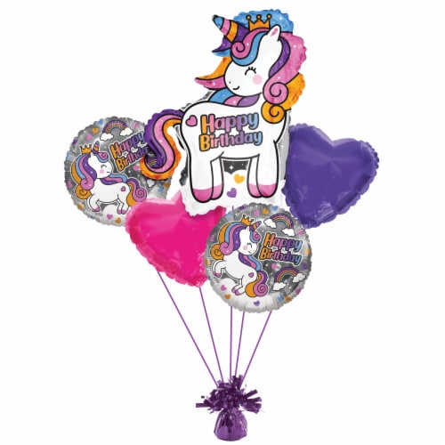 Happy Birthday Unicorn Helium Filled Balloon Bouquet Perspective: bottom