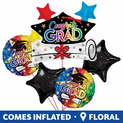 Graduation Congrats Multi Helium Filled Balloons Bouquet Perspective: bottom