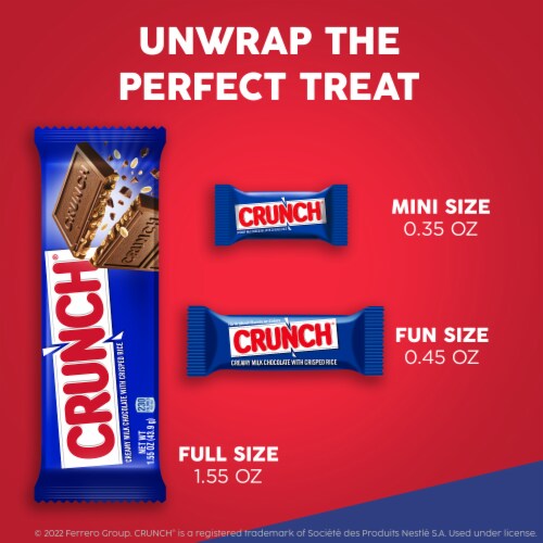 CRUNCH Milk Chocolate and Crisped Rice Full Size Candy Bar White Elephant Gifts Perspective: bottom