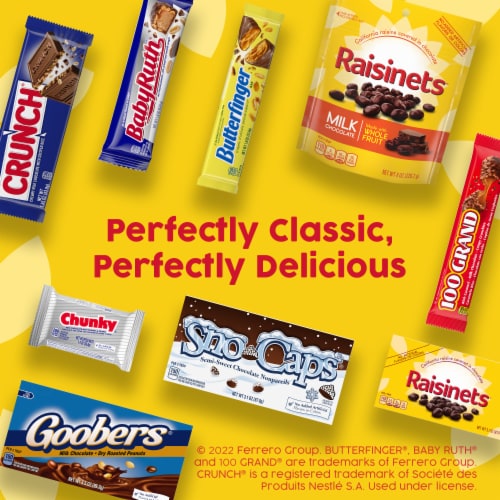 Raisinets Milk-Chocolate-Covered California Raisins Movie Theater Candy Box Perspective: bottom
