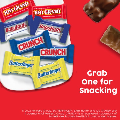 Butterfinger CRUNCH Baby Ruth and 100 Grand Assorted Mini and Fun Size Candy Bars Halloween Candy Perspective: bottom
