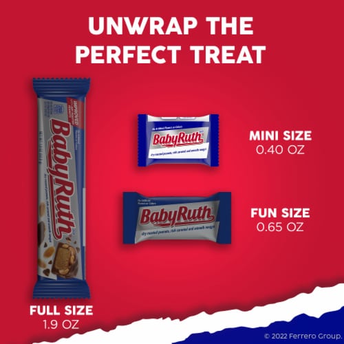 Baby Ruth, Chocolatey, Peanut Caramel Minis Candy Bars, Resealable Share-Size Bag, 9.6 oz Perspective: bottom