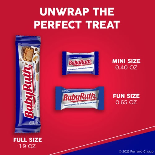 Baby Ruth Fun Size Individually Wrapped Candy Bars Trick or Treat Candy Perspective: bottom