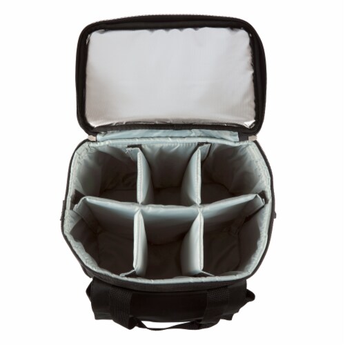 Cellar 6-Bottle Wine Carrier & Cooler Tote, Black with Gray Accents Perspective: bottom
