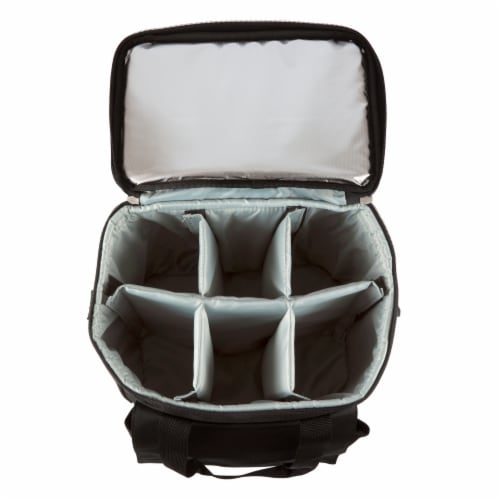 Cellar 6-Bottle Wine Carrier & Cooler Tote with Trolley, Black with Gray Accents Perspective: bottom