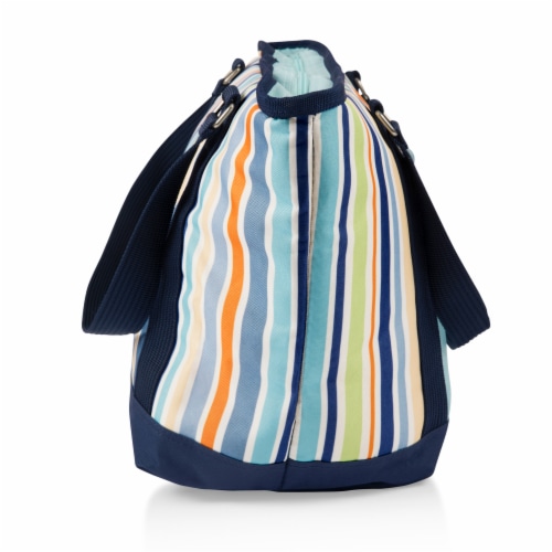 Topanga Cooler Tote Bag, Sky Blue with Multi Stripe Pattern Perspective: bottom