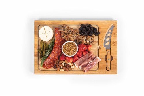 Icon Glass Top Cutting Board & Knife Set, Rubberwood & Bamboo Perspective: bottom