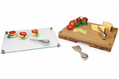Concerto Glass Top Cheese Cutting Board & Tools Set, Bamboo Perspective: bottom