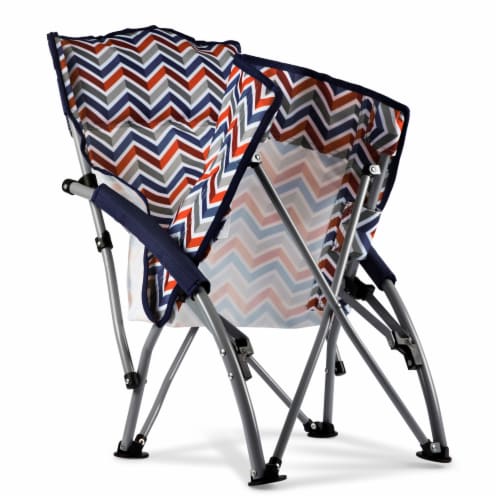 Tranquility Portable Beach Chair, Vibe Collection - Navy Blue, Orange, & Gray Pattern Perspective: bottom