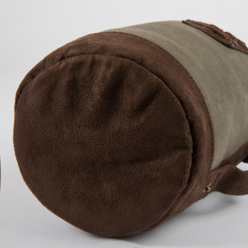 Insulated Growler Tote, Khaki Green with Brown Accents Perspective: bottom
