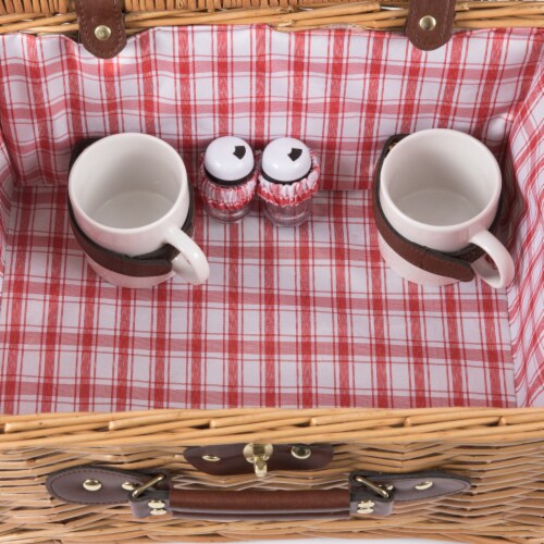 Catalina Picnic Basket, Red & White Plaid Pattern Perspective: bottom