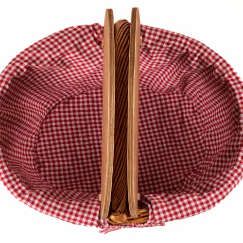 Country Picnic Basket, Red & White Gingham Pattern Perspective: bottom