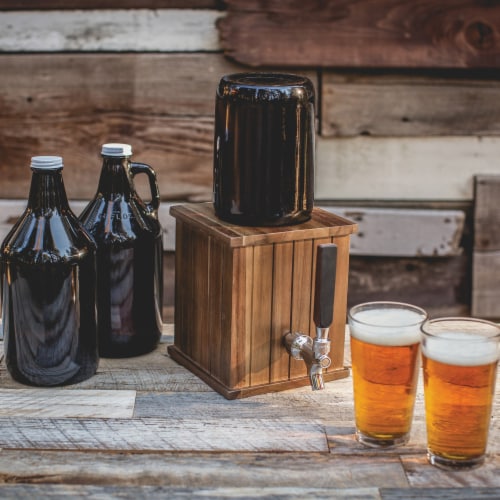 Growler Tap with 64 oz. Glass Growler, Acacia Wood Perspective: bottom