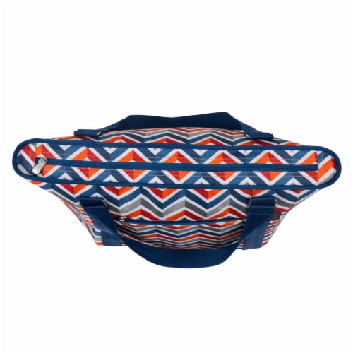 Topanga Cooler Tote Bag, Vibe Collection - Navy Blue, Orange, & Gray Pattern Perspective: bottom