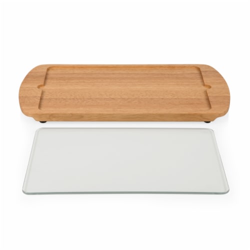 Billboard Glass Top Serving Tray, Rubberwood Perspective: bottom