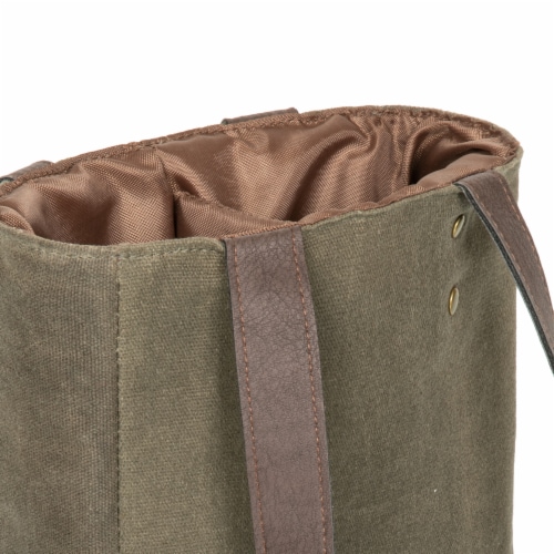 2 Bottle Insulated Wine Cooler Bag, Khaki Green with Beige Accents Perspective: bottom