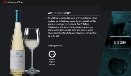 Menage a Trois Moscato California White Wine Perspective: bottom