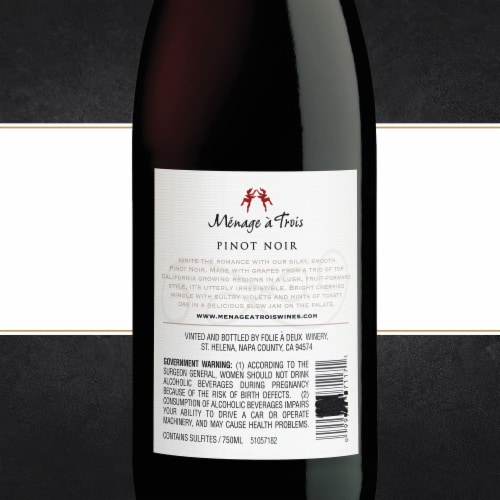 Menage a Trois Pinot Noir California Red Wine Perspective: bottom