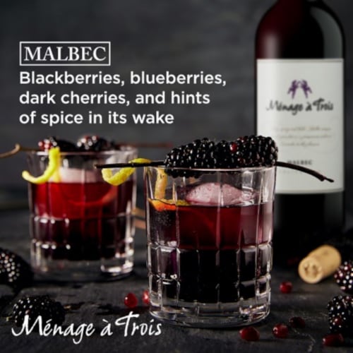 Menage a Trois California Malbec Red Wine Perspective: bottom