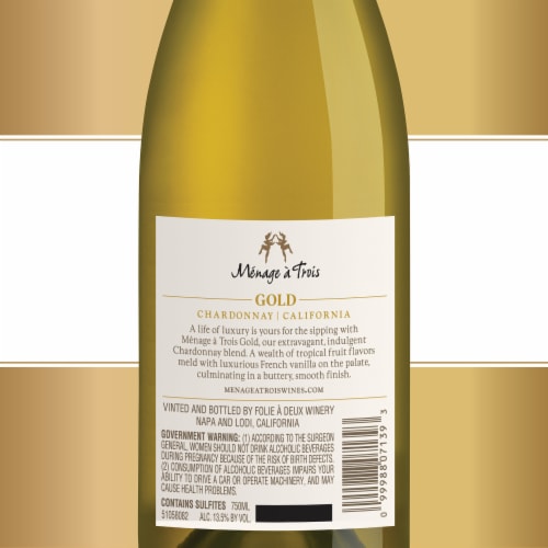 Menage a Trois Gold Chardonnay White Wine Perspective: bottom