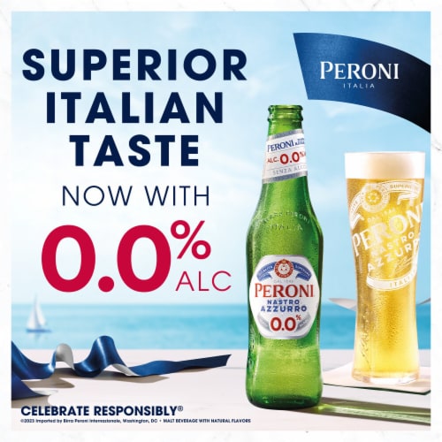 Peroni 0.0 Non Alcoholic Italian Import Beer Perspective: bottom