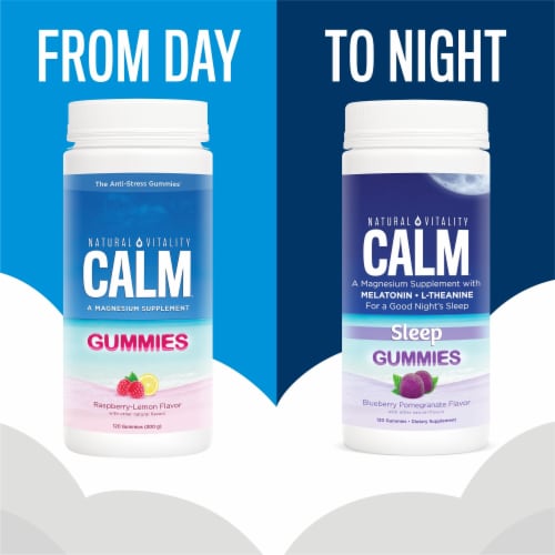 Natural Vitality CALM Blueberry Pomegranate Flavored Sleep Gummies Magnesium Supplement Perspective: bottom