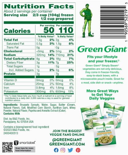 Green Giant Simply Steam Baby Brussels Sprouts & Butter Sauce Perspective: bottom