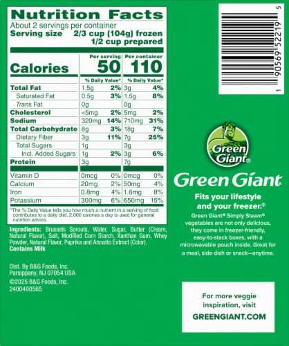 Green Giant Simply Steam Baby Brussels Sprouts & Butter Sauce Perspective: bottom