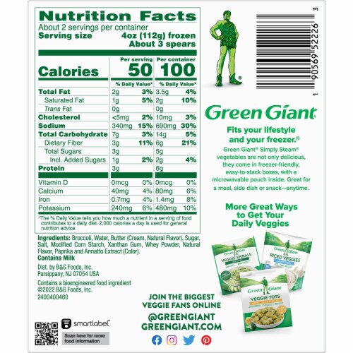 Green Giant Lightly Sauced Broccoli Spears & Butter Sauce Perspective: bottom