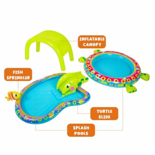 Banzai Shade N Slide Turtle Inflatable Outdoor Kiddie Splash Banzai Shade N Slide Turtle Inflatable Outdoor Kiddie Splash