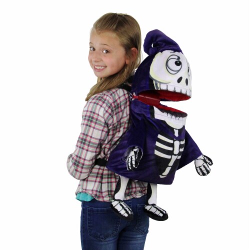Northlight 24 Purple and Black Skeleton Unisex Child Halloween Trick or Treat Bag Costume Perspective: bottom