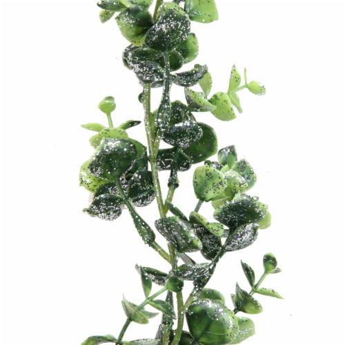 Northlight 6ft Green and Silver Glitter Artificial Eucalyptus Garland Perspective: bottom